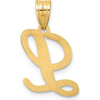 14K Yellow Gold Script Letter L Pendant - Elegant Personalized Jewelry by Oro Pregiato