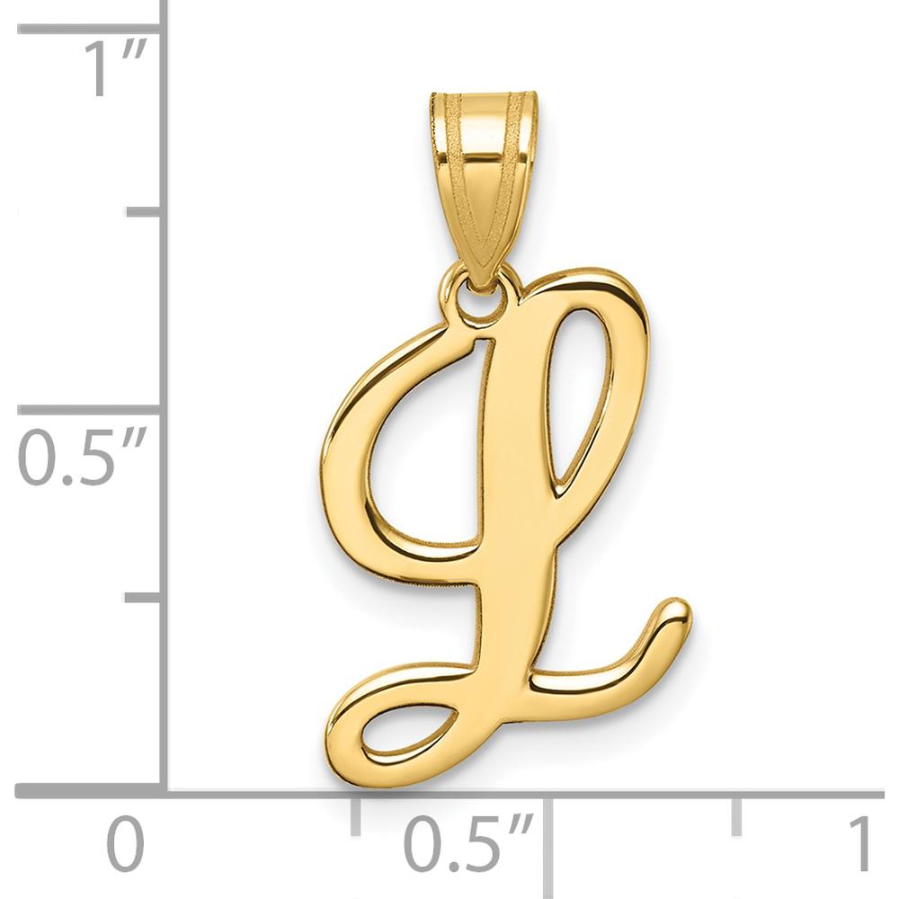 14K Yellow Gold Script Letter L Pendant - Elegant Personalized Jewelry by Oro Pregiato