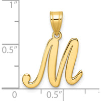 14K Yellow Gold Script Letter M Initial Pendant - 24mm Length by Oro Pregiato