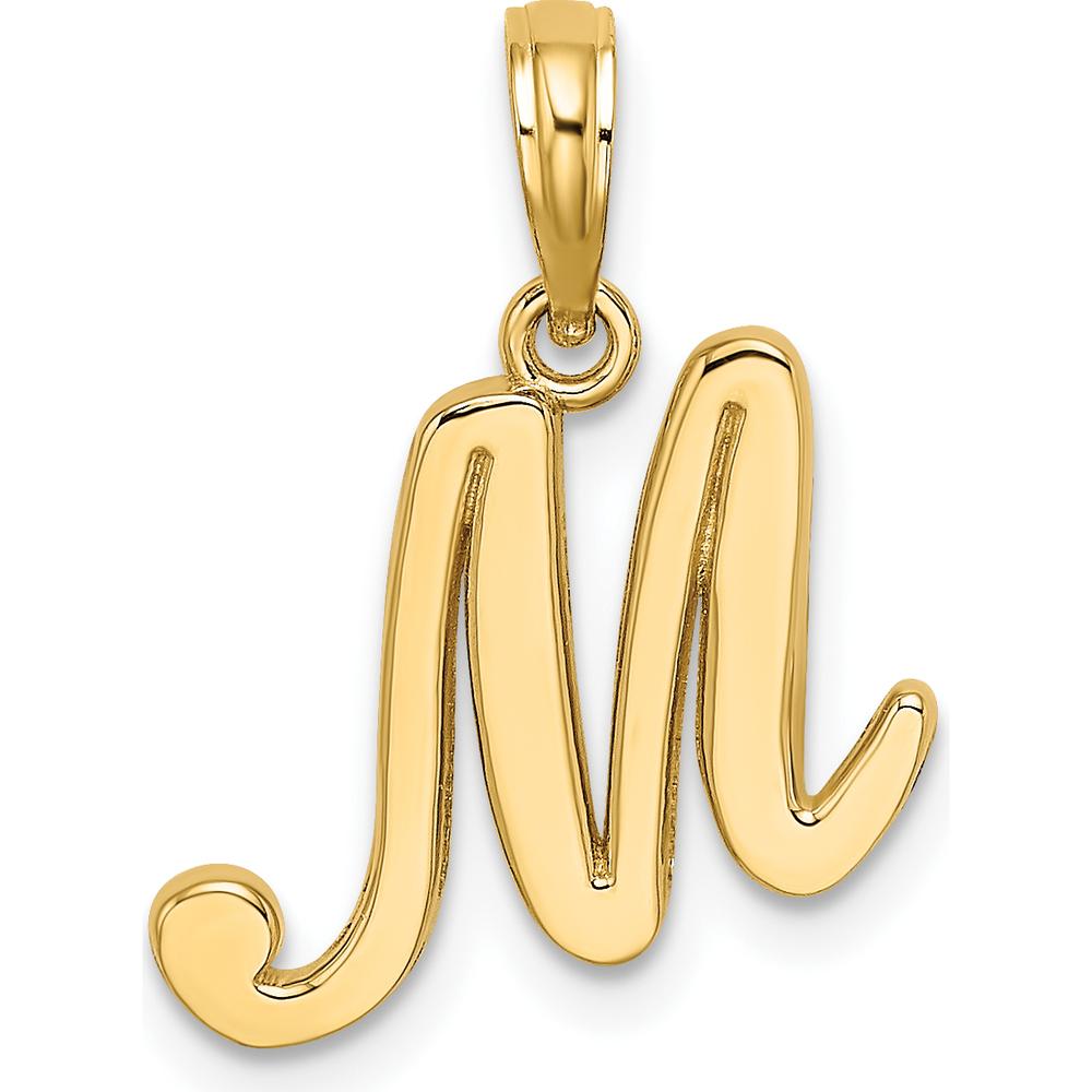 14K Yellow Gold Script Letter M Initial Pendant by Oro Pregiato
