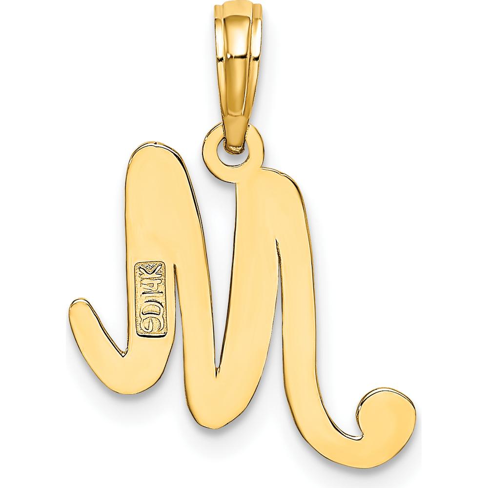 14K Yellow Gold Script Letter M Initial Pendant by Oro Pregiato