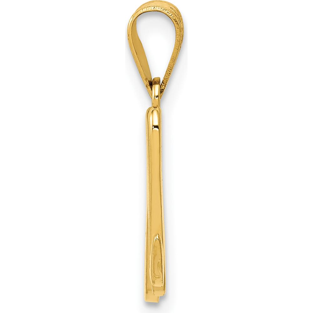 14K Yellow Gold Script Letter M Initial Pendant - Polished Finish by Oro Pregiato
