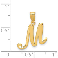 14K Yellow Gold Script Letter M Initial Pendant - Polished Finish by Oro Pregiato