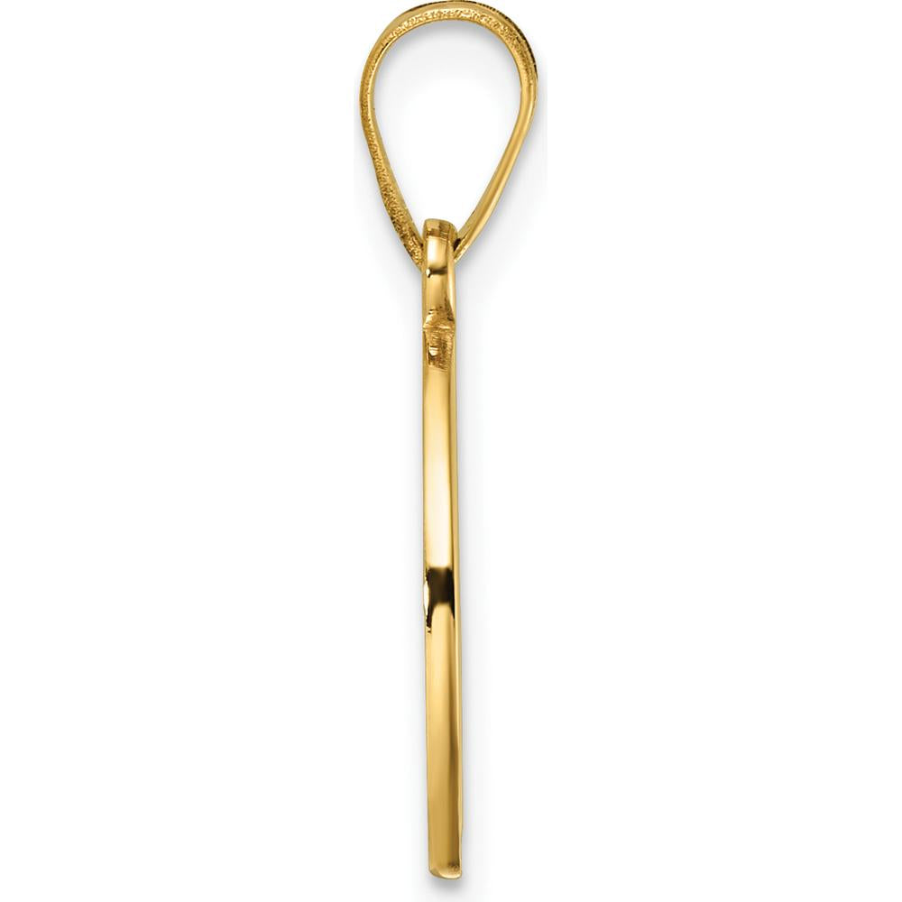 14K Yellow Gold Script Letter O Initial Pendant - Polished Finish by Oro Pregiato