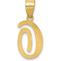 14K Yellow Gold Script Letter O Initial Pendant - Polished Finish by Oro Pregiato