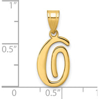 14K Yellow Gold Script Letter O Initial Pendant - Polished Finish by Oro Pregiato