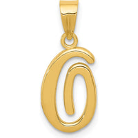 14K Yellow Gold Script Letter O Pendant - Laser Cut and Polished Finish by Oro Pregiato