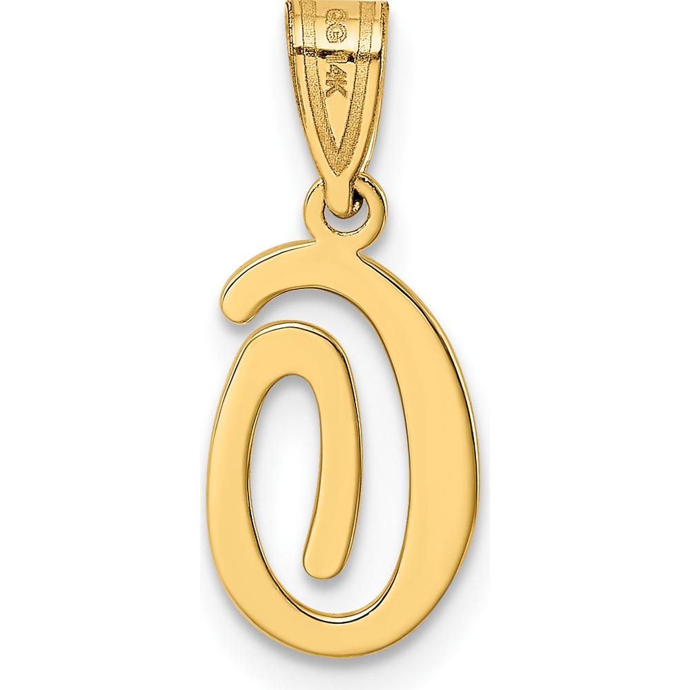 14K Yellow Gold Script Letter O Pendant - Laser Cut and Polished Finish by Oro Pregiato