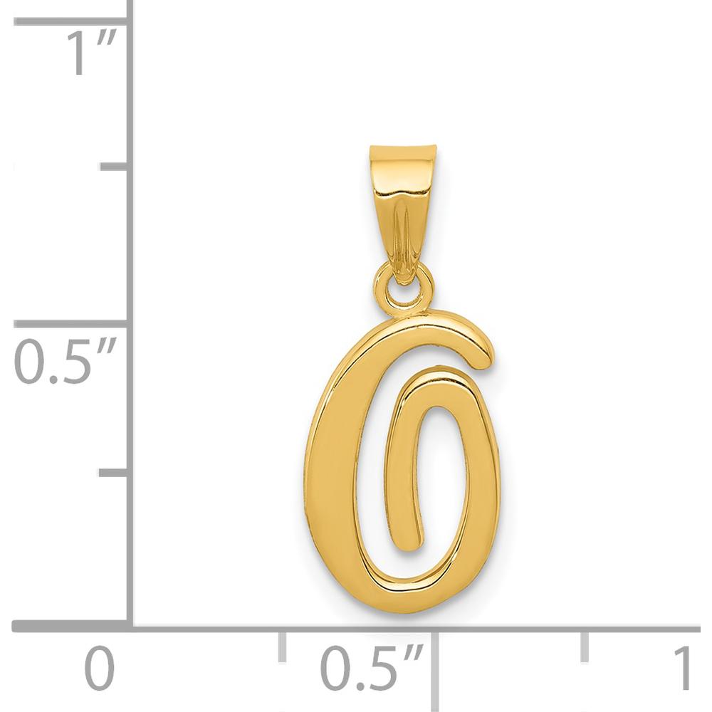 14K Yellow Gold Script Letter O Pendant - Laser Cut and Polished Finish by Oro Pregiato