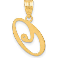 14K Yellow Gold Script Letter "O" Pendant with Round Diamond - 0.01 Carat by Oro Pregiato