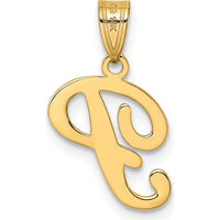 14K Yellow Gold Script Letter P Initial Pendant - Polished Finish by Oro Pregiato