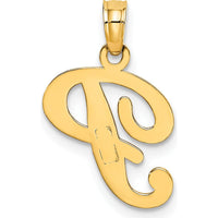 14K Yellow Gold Script Letter P Pendant Charm - Polished Finish by Oro Pregiato