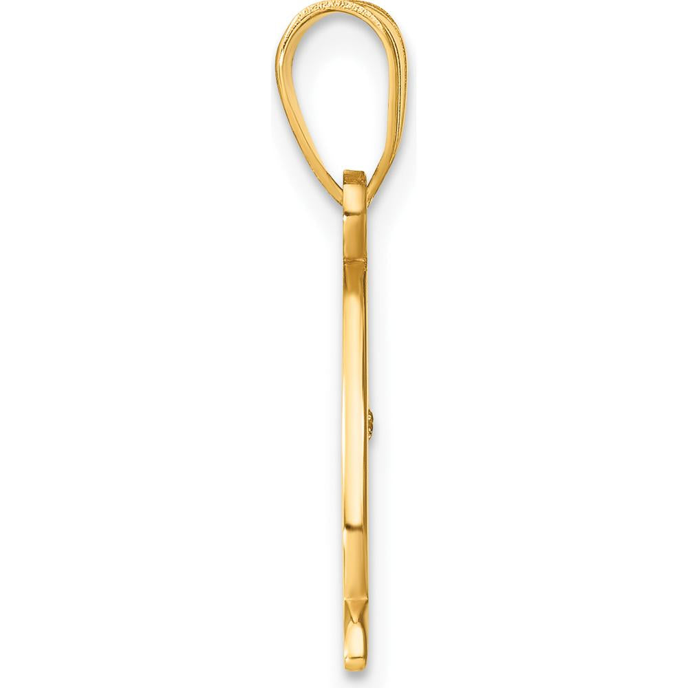 14K Yellow Gold Script Letter Q Pendant with Faceted Diamond - 0.01 Carat Diamond Weight by Oro Pregiato