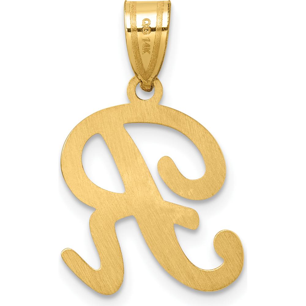 14K Yellow Gold Script Letter "R" Initial Pendant - Personalized Charm by Oro Pregiato