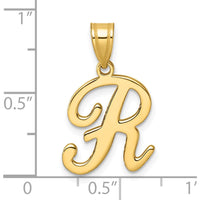 14K Yellow Gold Script Letter "R" Initial Pendant - Personalized Charm by Oro Pregiato