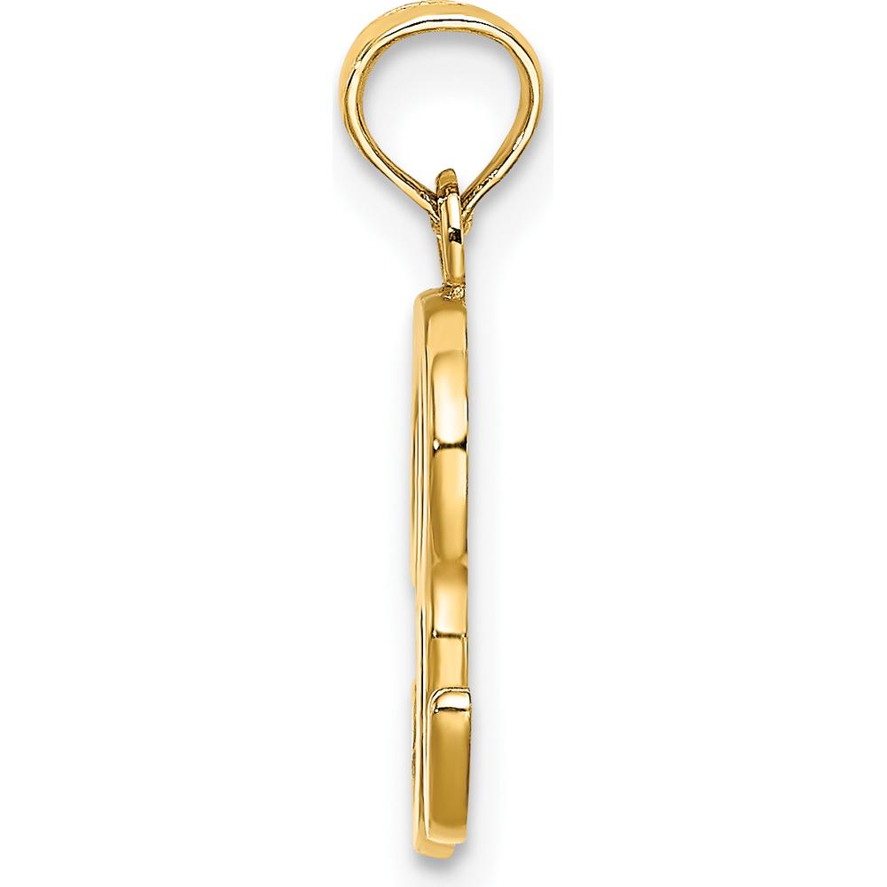 14K Yellow Gold Script Letter R Initial Pendant - Polished Finish by Oro Pregiato