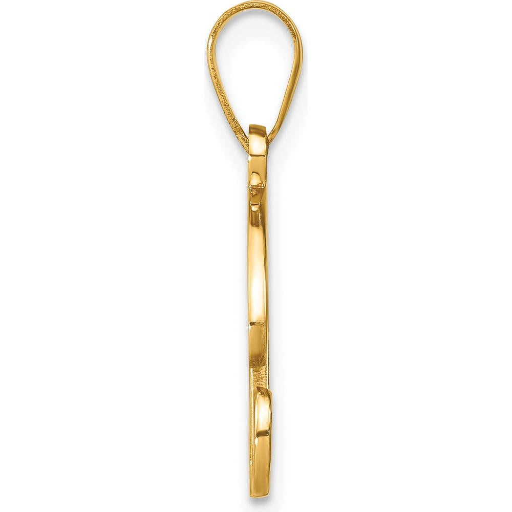 14K Yellow Gold Script Letter R Pendant with Round Diamond - 0.01 Carat Total Diamond Weight by Oro Pregiato