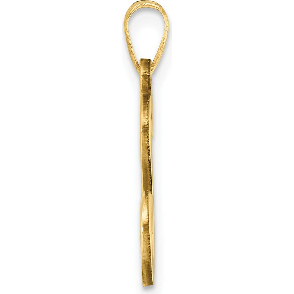14K Yellow Gold Script Letter "S" Pendant - Polished and Elegant Design by Oro Pregiato