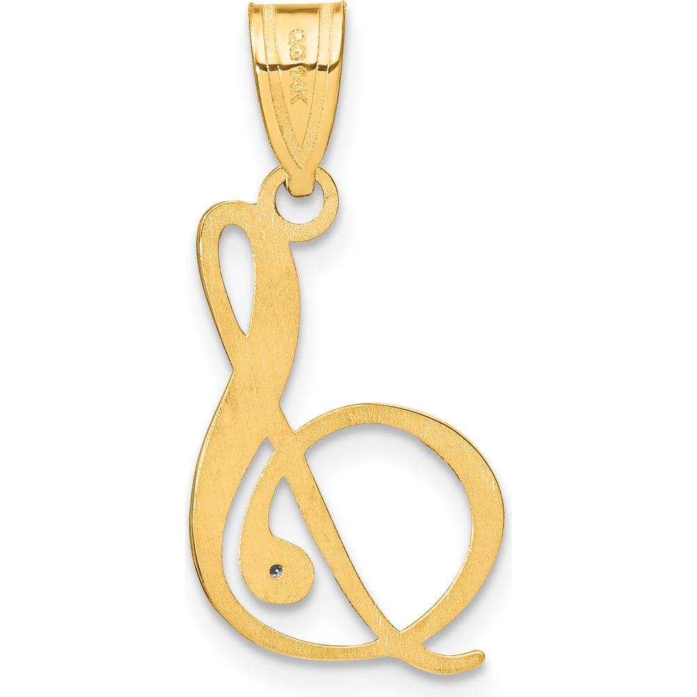 14K Yellow Gold Script Letter S Pendant with Faceted Round Diamond - 0.01 Carat Diamond Weight by Oro Pregiato