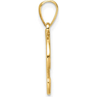14K Yellow Gold Script Letter T Initial Pendant - 24.7mm Length by Oro Pregiato