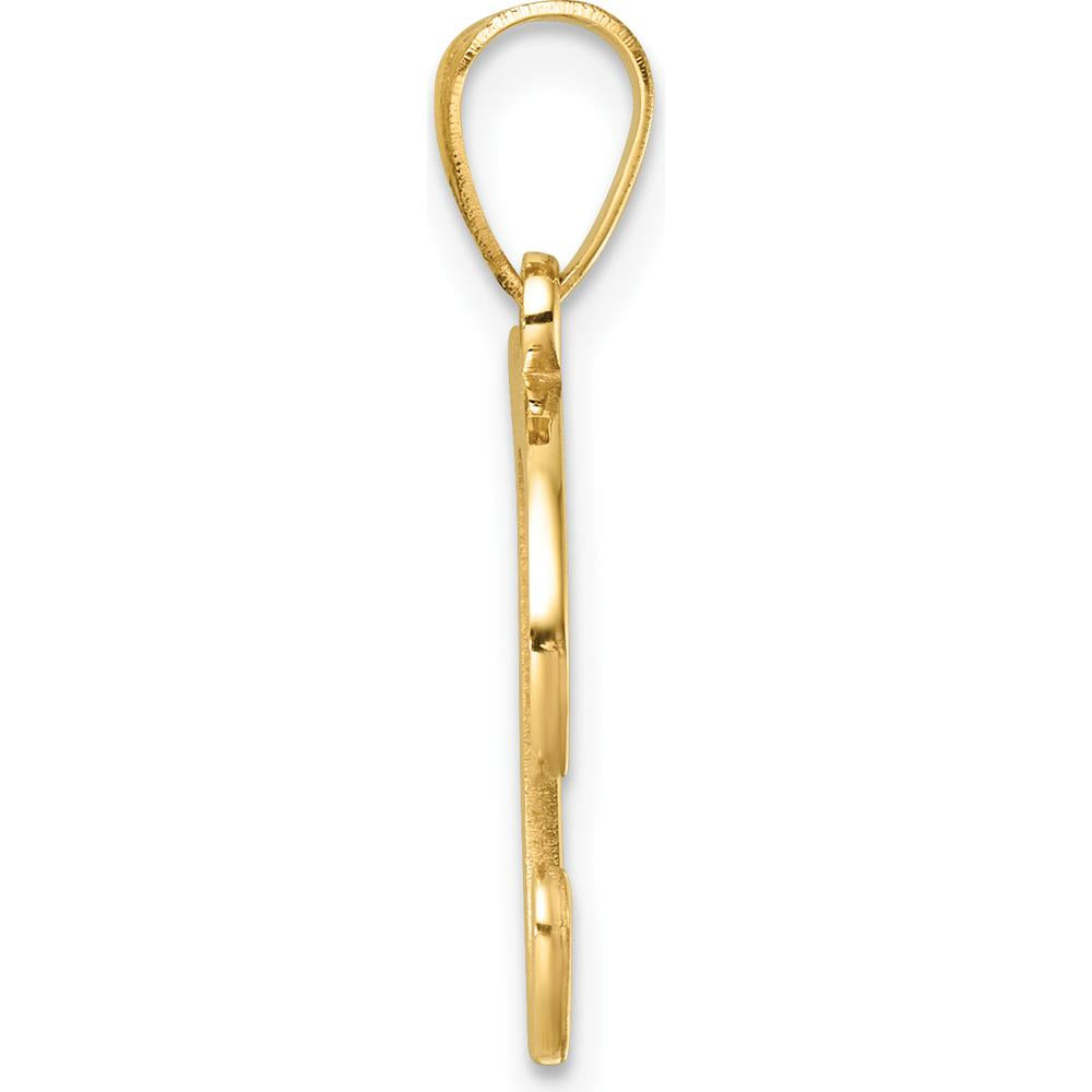 14K Yellow Gold Script Letter T Initial Pendant - 24.7mm Length by Oro Pregiato