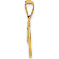 14K Yellow Gold Script Letter T Initial Pendant - Polished Finish by Oro Pregiato