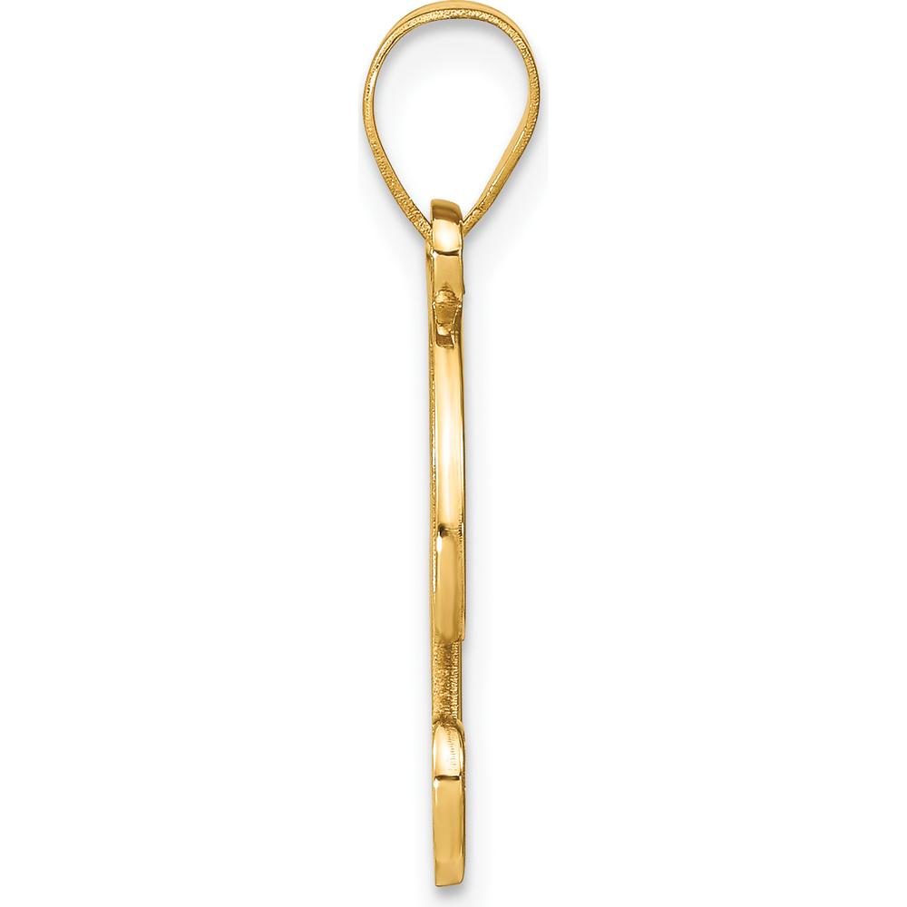 14K Yellow Gold Script Letter T Initial Pendant with Round Diamond - 0.01 Carat Total Diamond Weight by Oro Pregiato