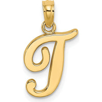 14K Yellow Gold Script Letter T Pendant Necklace - Stylish and Personalized Fine Jewelry Charm by Oro Pregiato