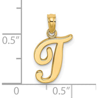 14K Yellow Gold Script Letter T Pendant Necklace - Stylish and Personalized Fine Jewelry Charm by Oro Pregiato