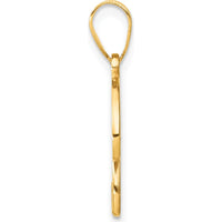 14K Yellow Gold Script Letter "U" Pendant with Round Diamond - 0.01 Carat Diamond by Oro Pregiato