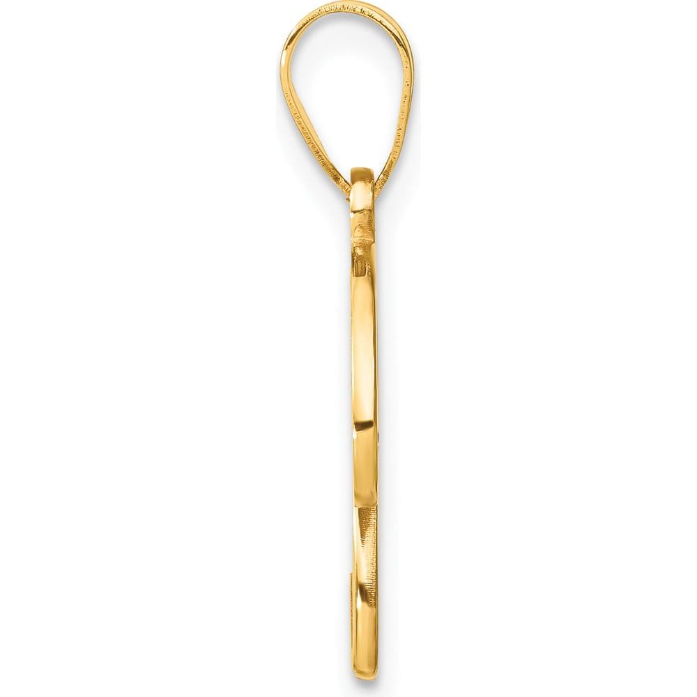 14K Yellow Gold Script Letter "U" Pendant with Round Diamond - 0.01 Carat Diamond by Oro Pregiato