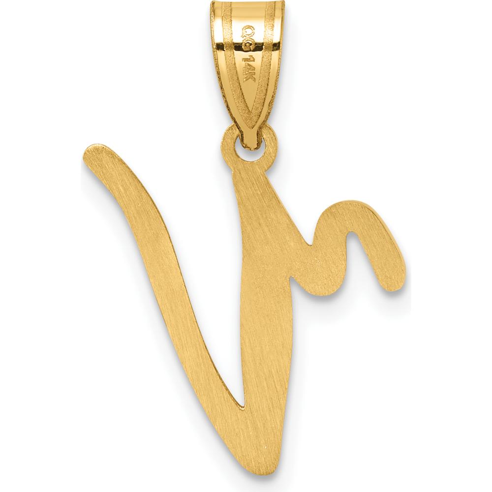 14K Yellow Gold Script Letter "V" Initial Pendant Charm - Personalized Design by Oro Pregiato