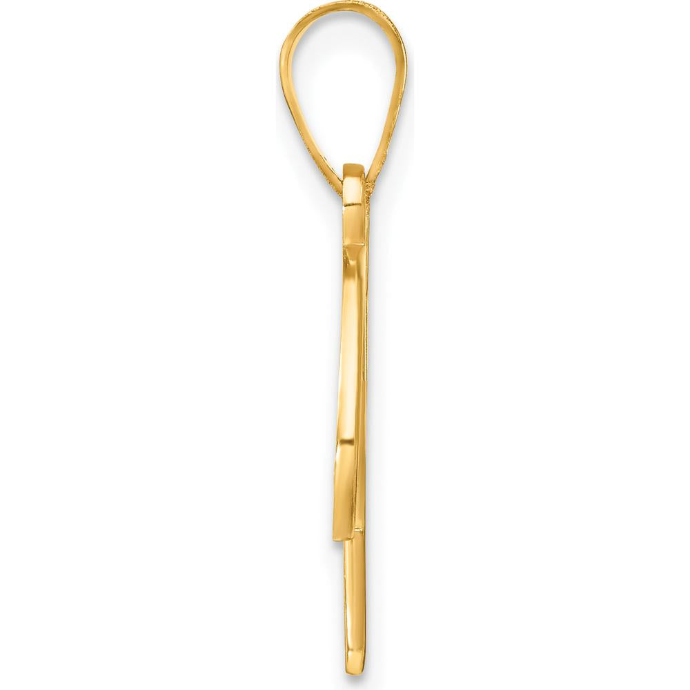 14K Yellow Gold Script Letter V Pendant with Round Diamond - 0.01 Carat Total Diamond Weight by Oro Pregiato