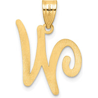 14K Yellow Gold Script Letter "W" Initial Pendant - Personalized Luxury Charm by Oro Pregiato