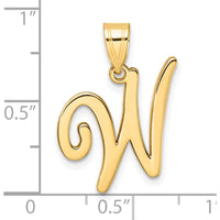 14K Yellow Gold Script Letter "W" Initial Pendant - Personalized Luxury Charm by Oro Pregiato
