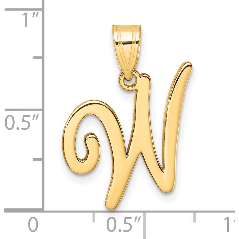 14K Yellow Gold Script Letter "W" Initial Pendant - Personalized Luxury Charm by Oro Pregiato