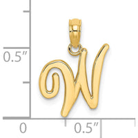 14K Yellow Gold Script Letter W Initial Pendant - Polished Finish 17.5mm by Oro Pregiato