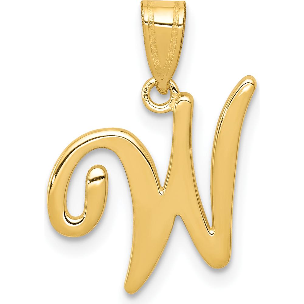 14K Yellow Gold Script Letter W Initial Pendant - Polished Finish, Medium Size by Oro Pregiato
