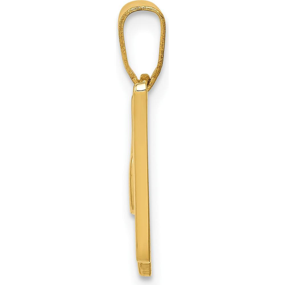 14K Yellow Gold Script Letter W Initial Pendant - Polished Finish, Medium Size by Oro Pregiato