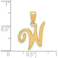 14K Yellow Gold Script Letter W Initial Pendant - Polished Finish, Medium Size by Oro Pregiato