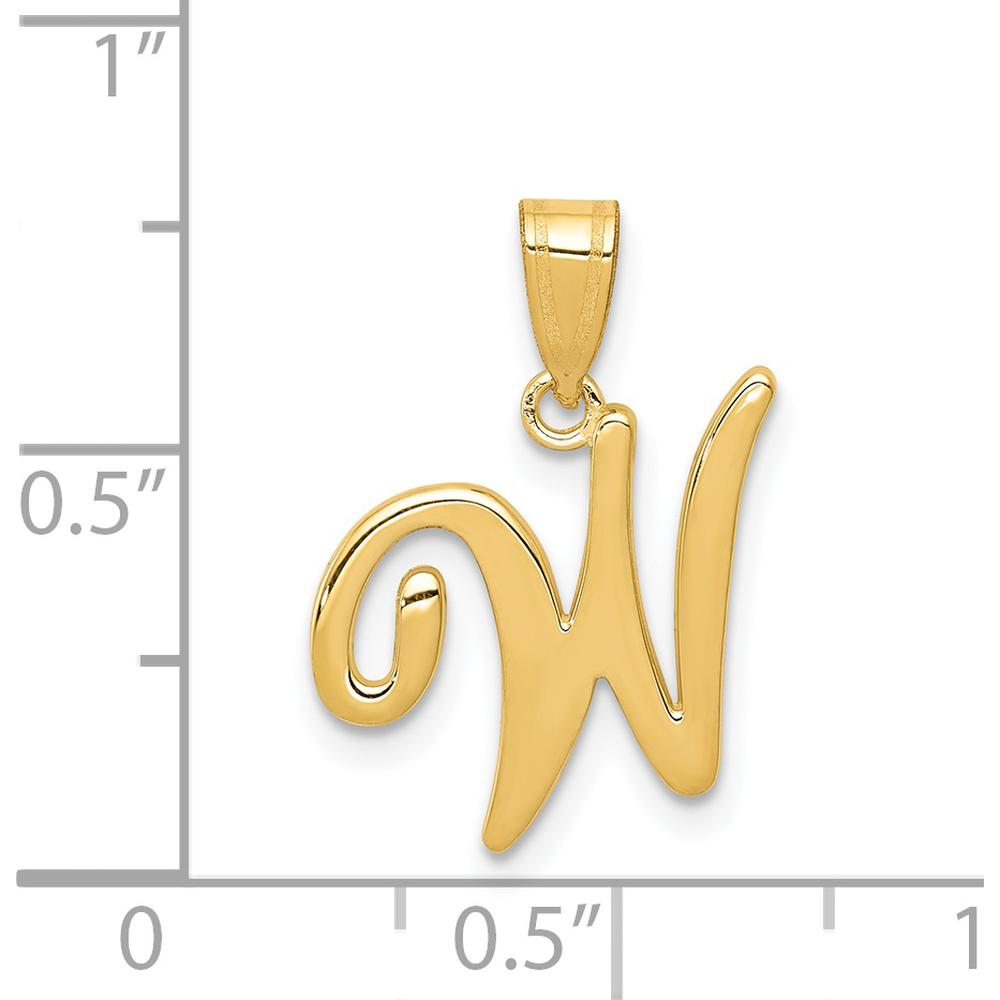 14K Yellow Gold Script Letter W Initial Pendant - Polished Finish, Medium Size by Oro Pregiato