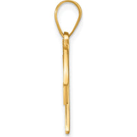 14K Yellow Gold Script Letter "W" Initial Pendant with Round Diamond - 0.01 Carat by Oro Pregiato