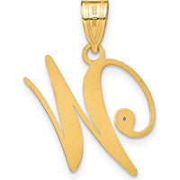 14K Yellow Gold Script Letter "W" Initial Pendant with Round Diamond - 0.01 Carat by Oro Pregiato