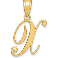14K Yellow Gold Script Letter X Pendant with 0.01 Carat Diamond - Personalized Jewelry Piece by Oro Pregiato