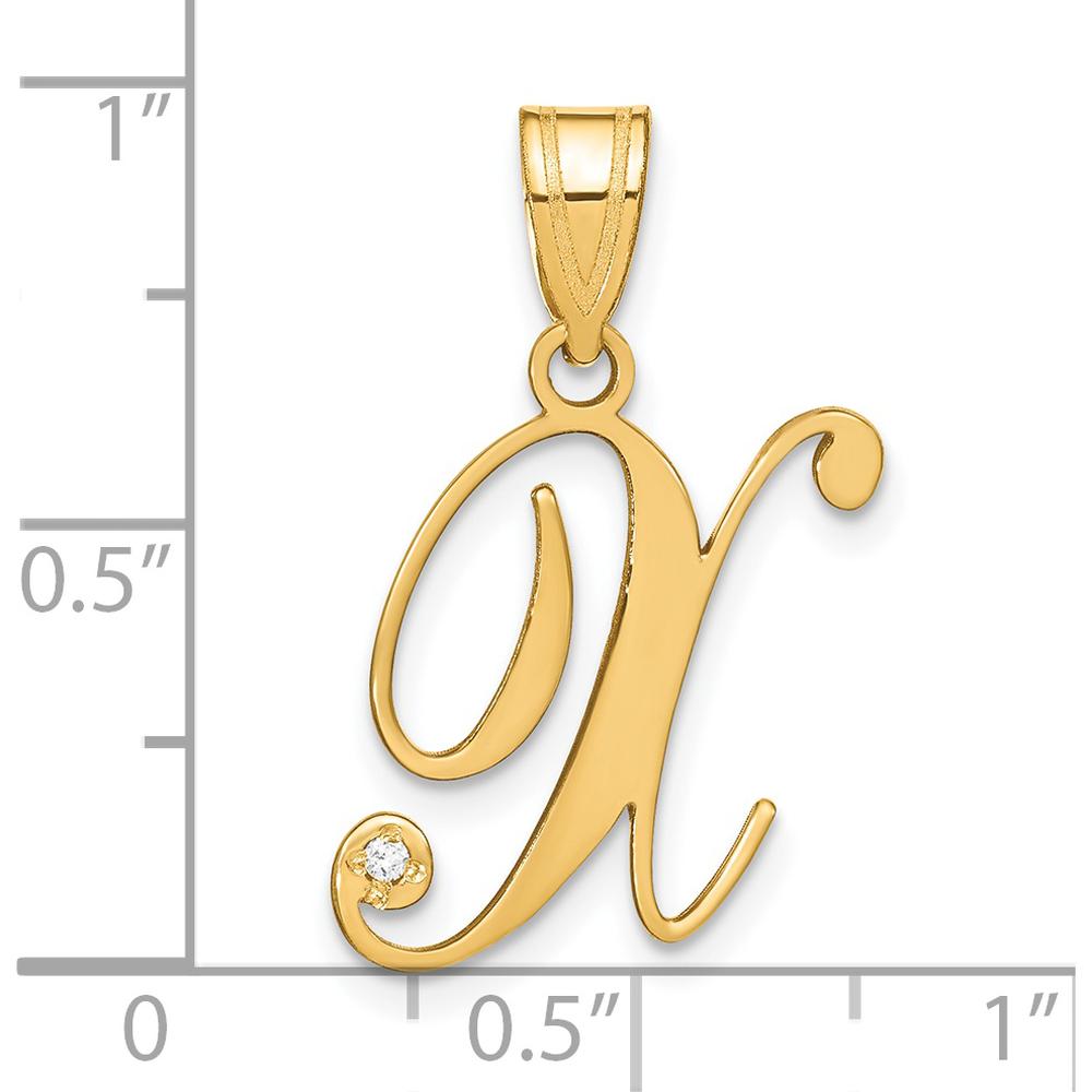 14K Yellow Gold Script Letter X Pendant with 0.01 Carat Diamond - Personalized Jewelry Piece by Oro Pregiato