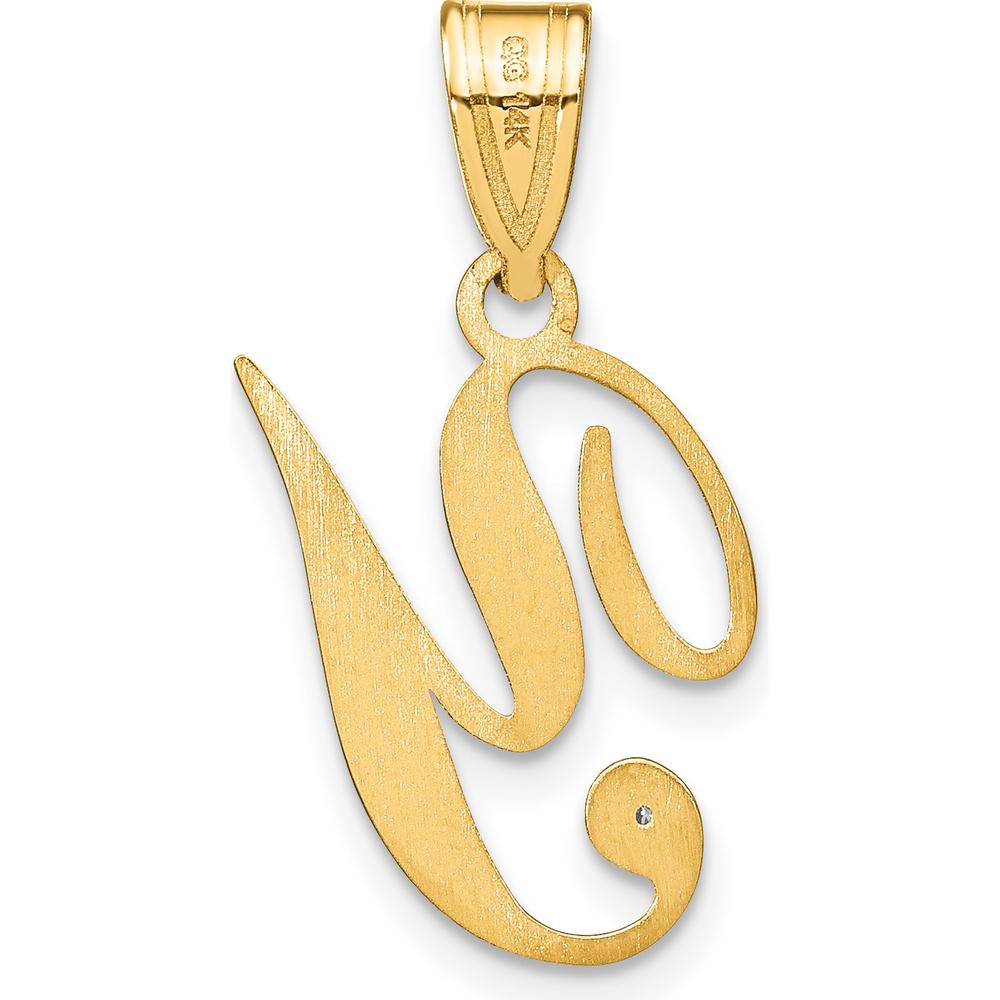 14K Yellow Gold Script Letter Y Initial Pendant with Round Diamond - 0.01 Carat Total Diamond Weight by Oro Pregiato