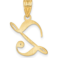 14K Yellow Gold Script Letter Z Initial Pendant with Round Diamond - 0.01 Carat Total Diamond Weight by Oro Pregiato