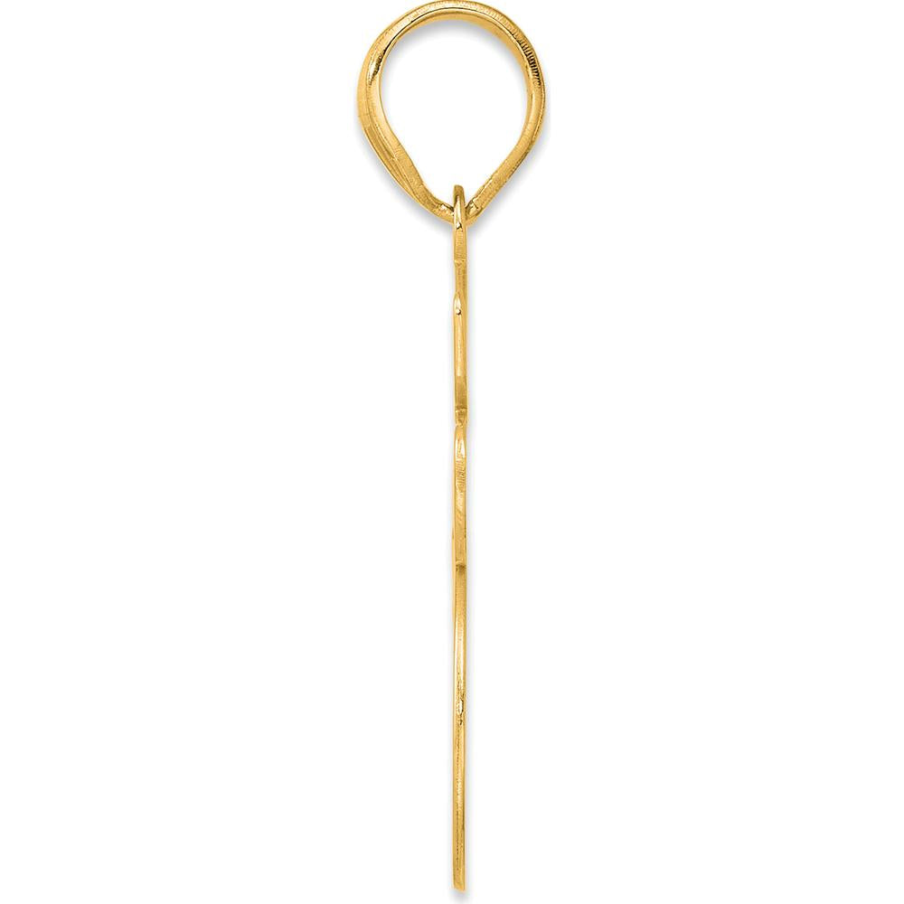 14K Yellow Gold Script Number 45 Pendant with Brushed Border - Laser Cut Design by 0