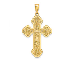 14K Yellow Gold Scroll Cross Pendant with Sunburst Center - Polished Finish, 30.3mm by Oro Pregiato