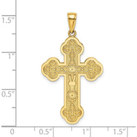 14K Yellow Gold Scroll Cross Pendant with Sunburst Center - Polished Finish, 30.3mm by Oro Pregiato